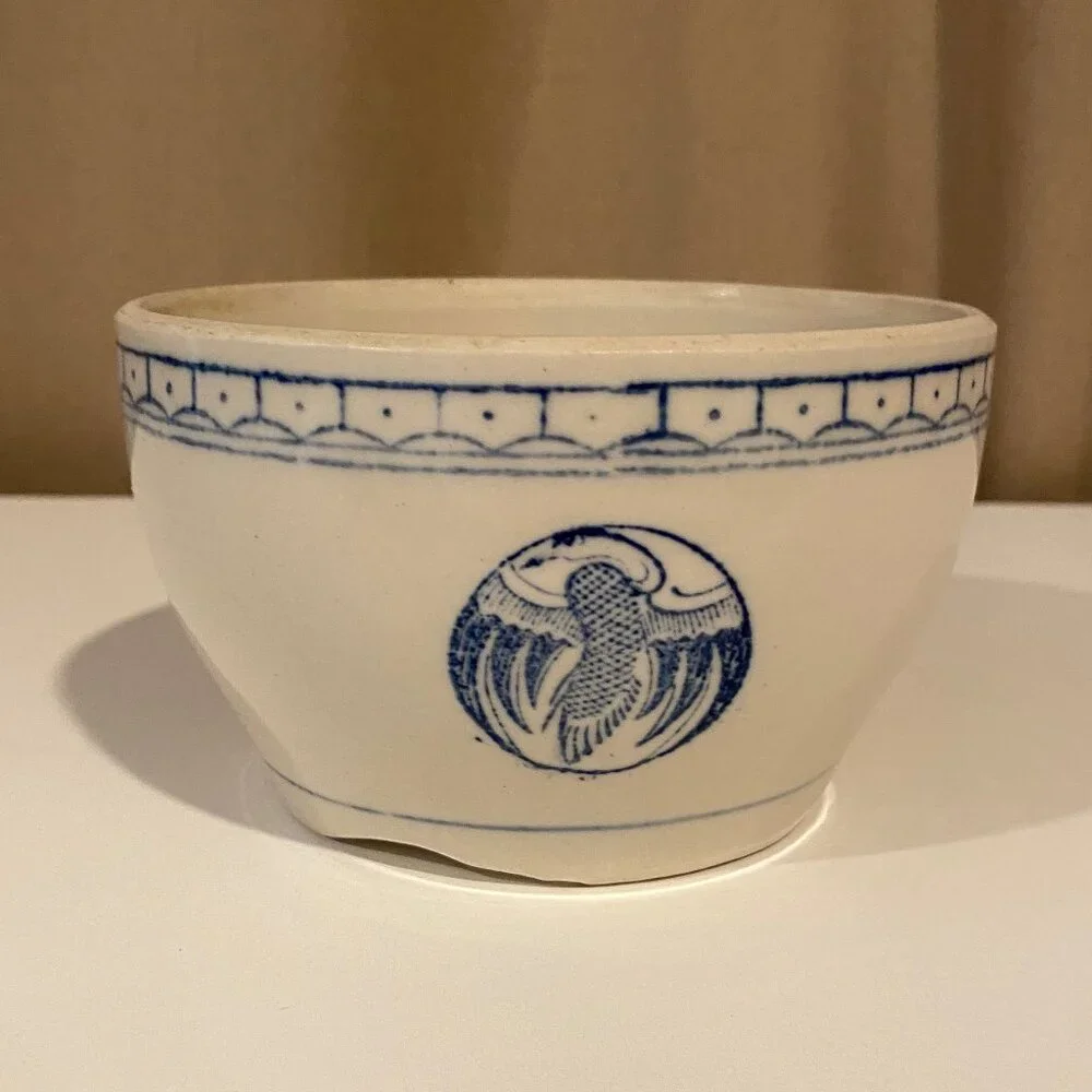 Antique Chinese Blue Crane Rice Bowl 5.5 Diameter‎ Porcelain